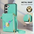 thumbnail image 4 of Dteck Crossbody Shoulder Strap Wallet Case for Samsung S23 5G, RFID Blocking Leather Purse Case with Card Holder Protective Handbag Flip Stand Cover with Zipper Pocket for Women Girls Men, Mint, 4 of 8