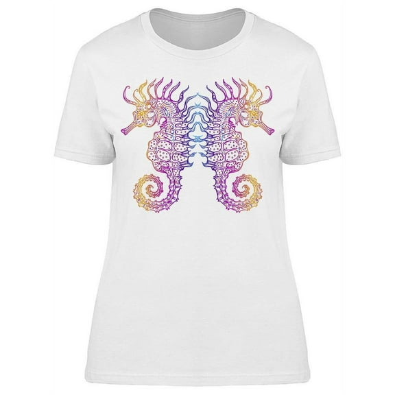 Seahorse Sketch Gradient Colors T-Shirt Women -Image by Shutterstock, Female 3X-Large