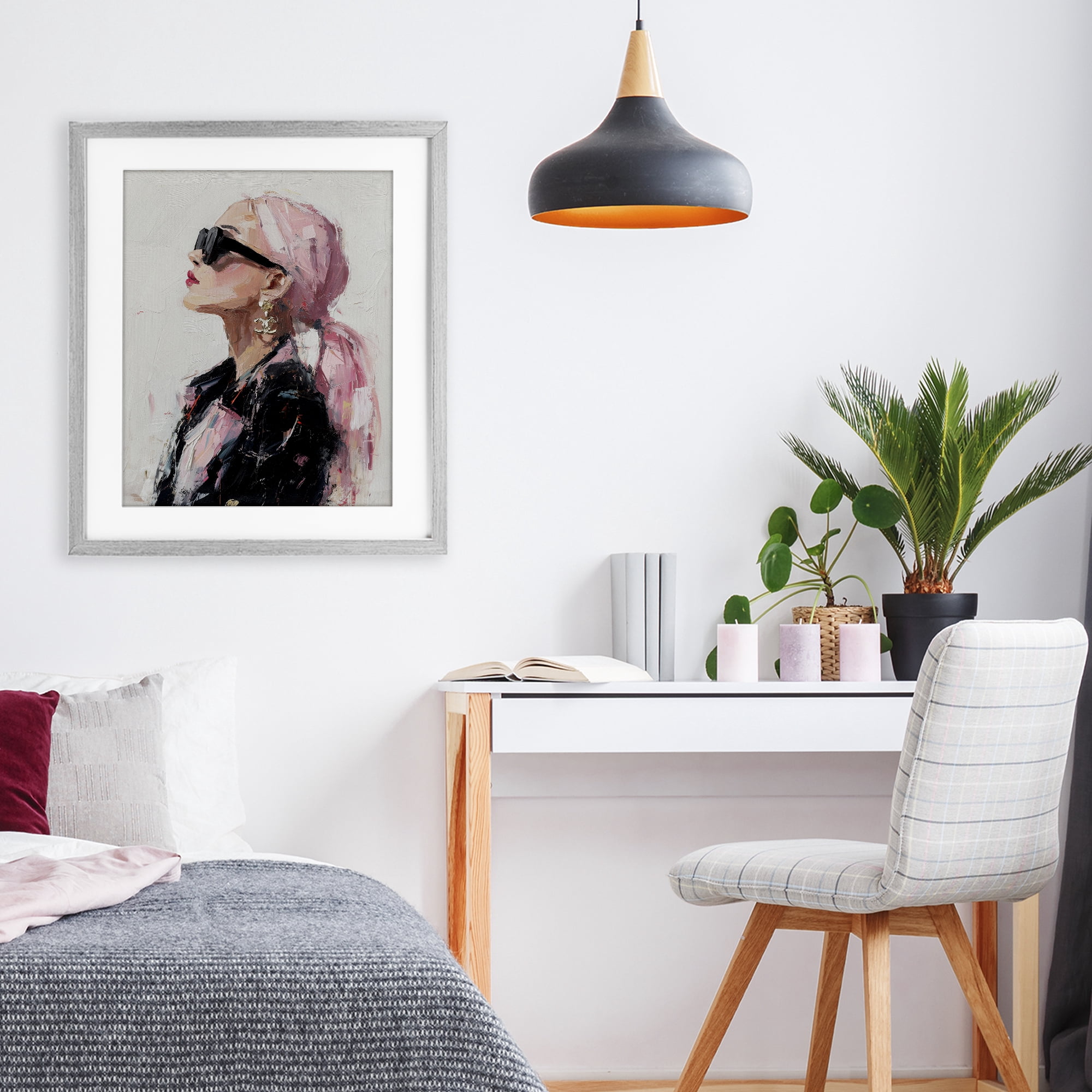 Stupell Industries Pink Daydream Impression Gray Framed Print Under Glass, design by Svetlana Aleynikova