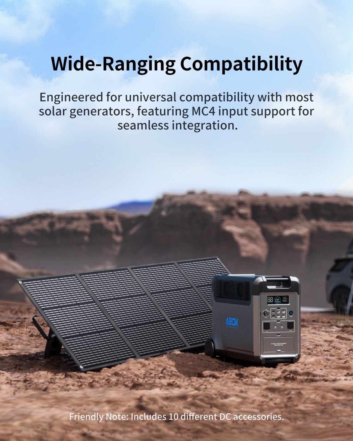 ABOK 200W Portable Solar Panel – 23.5% High Efficiency, Foldable with Kickstand, IP68 Waterproof for Off-Grid, Camping, RV Road Trips, Outdoor Adventures & Home Power Stations