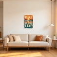 thumbnail image 6 of Lakeside leisure wall mural in canvas frame, "Relax by the Lake" poster, sunset lake view background painting, cozy lakeside cottage home decoration painting, 6 of 10