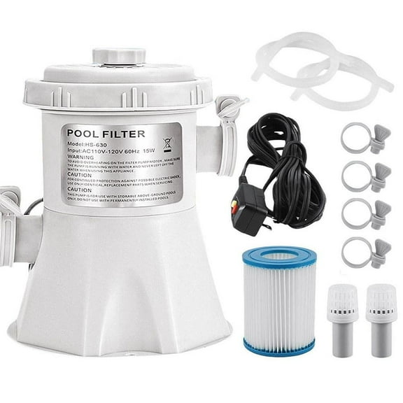 Swimming Pool Filter Pump 330 Gallon Cartridge Pool Filters Pump System Electric Pool Filter for Ground Pools (US Plug 110V)