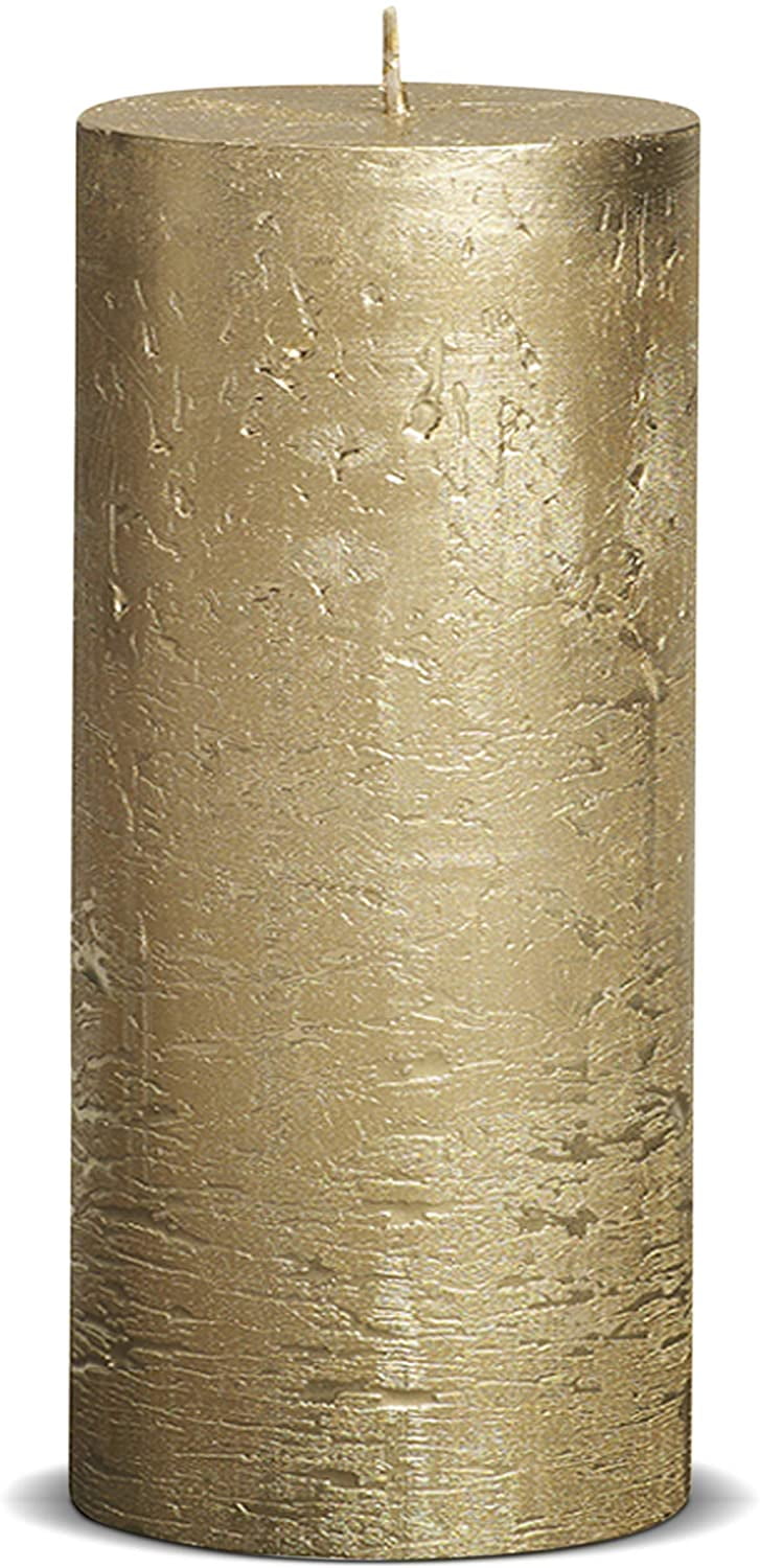 Bolsius Tall Textured Pillar Candle in Metallic Gold