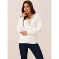 thumbnail image 3 of DARING DIVA Long Sleeve Lace V Neck Pullover Sweater Jumper Top XL White, 3 of 5