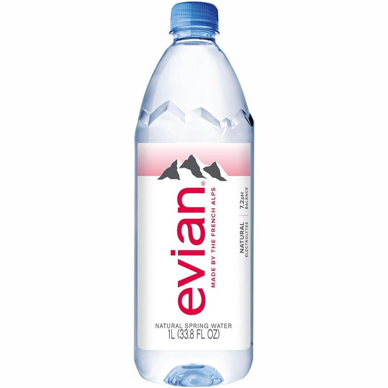 evian Natural Spring Drinking Water, 1 L, 12 Pack Bottles (2 Packs