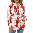 thumbnail image 3 of POBUDS Hoodie, Regular Fit Sporty Pullover Hooded Sweatshirt for Men Women Lobster Pattern Print Fabric XL, 3 of 6