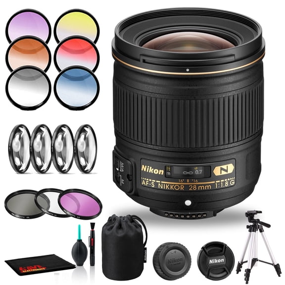 Nikon AF-S NIKKOR 28mm F/1.8G Lens Includes Filter Kits and Tripod (Intl Model)