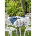 thumbnail image 3 of Outdoor Tablecloth with Umbrella Hole for Patio/Picnic/Party/Camping, Coastal Marine Life Waterproof Table Cloth Round Cover Washable, Summer Ocean Coral Starfish Fish Gray (Dia 60"), 3 of 8