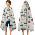 thumbnail image 3 of Cartoon Farm Vehicles Barns Gray Pattern Hooded Bath Towel，50"x30" for Ages 3 To 12 Kids, Quick Dry Lightweight Soft Microfiber Hood Beach Towel Cover Up for Kids, 3 of 7
