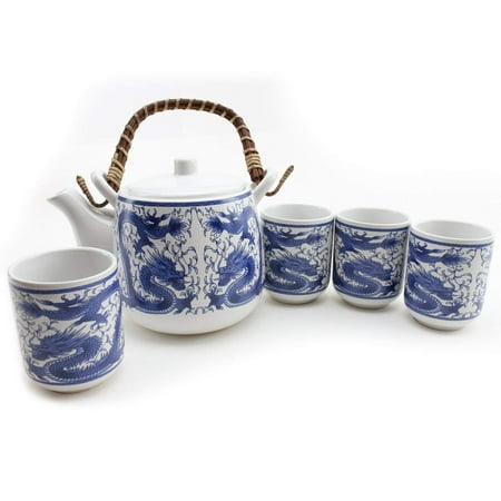 - 5 PC Chinese Teapot set with Tea Cups ~ Chinese Antique Dragon Design and Filter Gift / Birthday gift / Kitchen / Teapot / idea for gift -D