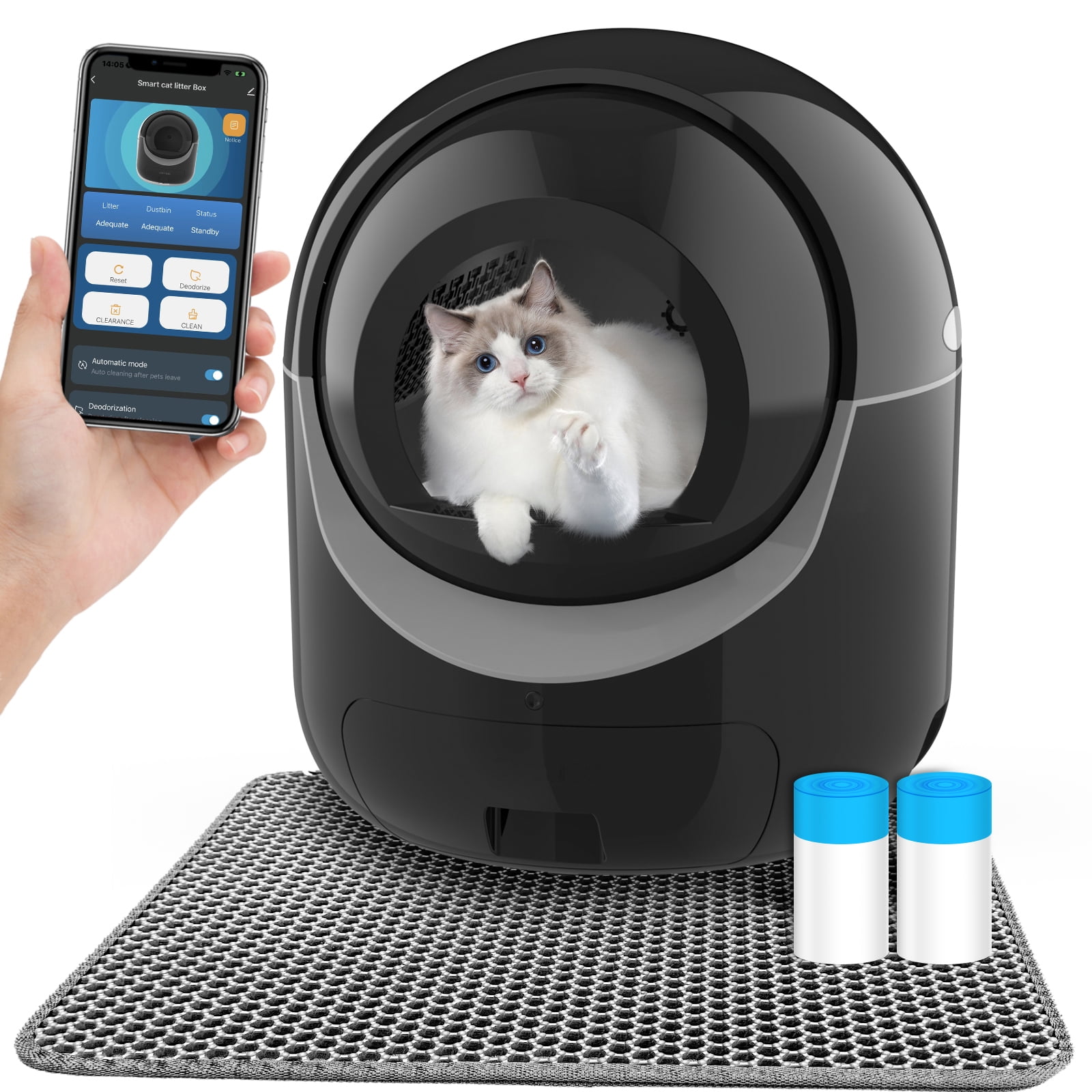 Vivifying Self Cleaning Cat Litter Box, Automatic Cat Litter Box with ...