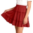 thumbnail image 2 of Gfyviroh Mini Skirts for Big Girls Stretch High Waisted Solid Ruffle Skirts Soft Comfy Cute Flared Layered Skirt,Size 5-15 Years, 2 of 6