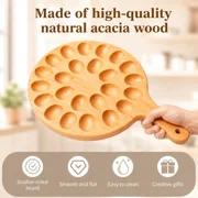 24 Egg Capacity Bamboo Deviled Egg Platter, Round Wooden Serving Tray With Handle, Double-Sided Egg Holder & Charcuterie Board, Appetizer Snack Dessert Fruit Cheese Tray For Kitchen Countertop