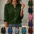 thumbnail image 5 of vigerkar Womens Dressy Button Down Shirts Work Long Sleeve Blouses Casual Lapel Loose Fit Trendy Tops (Green, XXL), 5 of 7