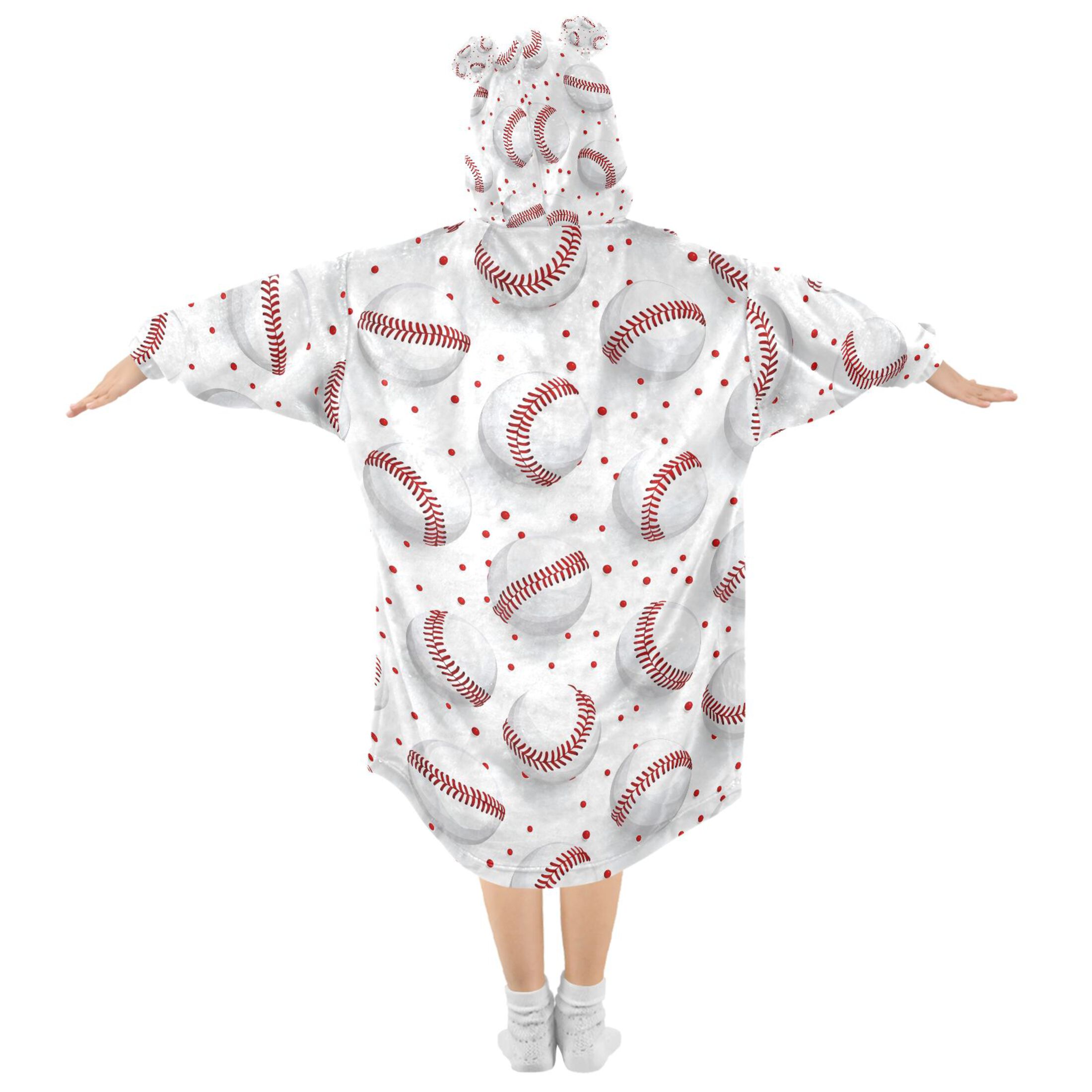 joogoo Blanket Hoodie for Baseball on White Oversize Sweatshirt 3-14 YR L