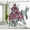 thumbnail image 5 of Ambesonne Nature Shower Curtain, Orchids and Hummingbird, 69"Wx84"L, Burgundy, 5 of 5