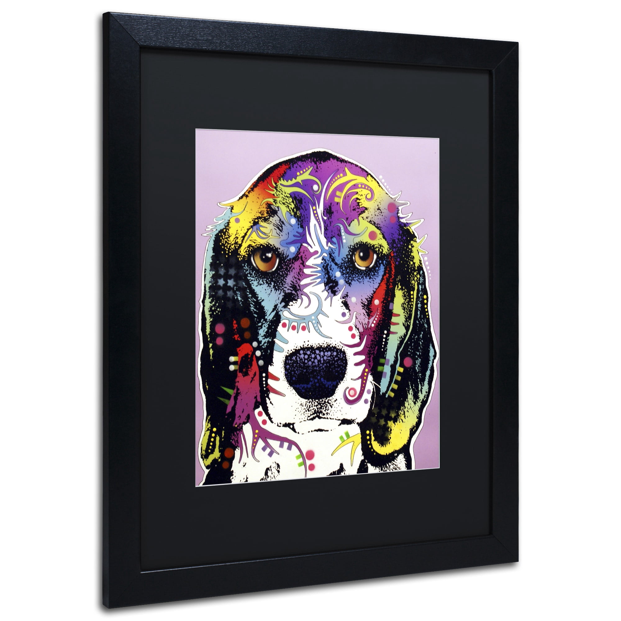 Trademark Fine Art "4 Beagle" Canvas Art by Dean Russo, Black Matte, Black Frame