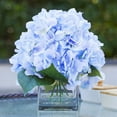 thumbnail image 2 of Enova Home Artificial Hydrangea Flowers Arrangement in Cube Glass Vase for Home Wedding Decoration (Blue), 2 of 4