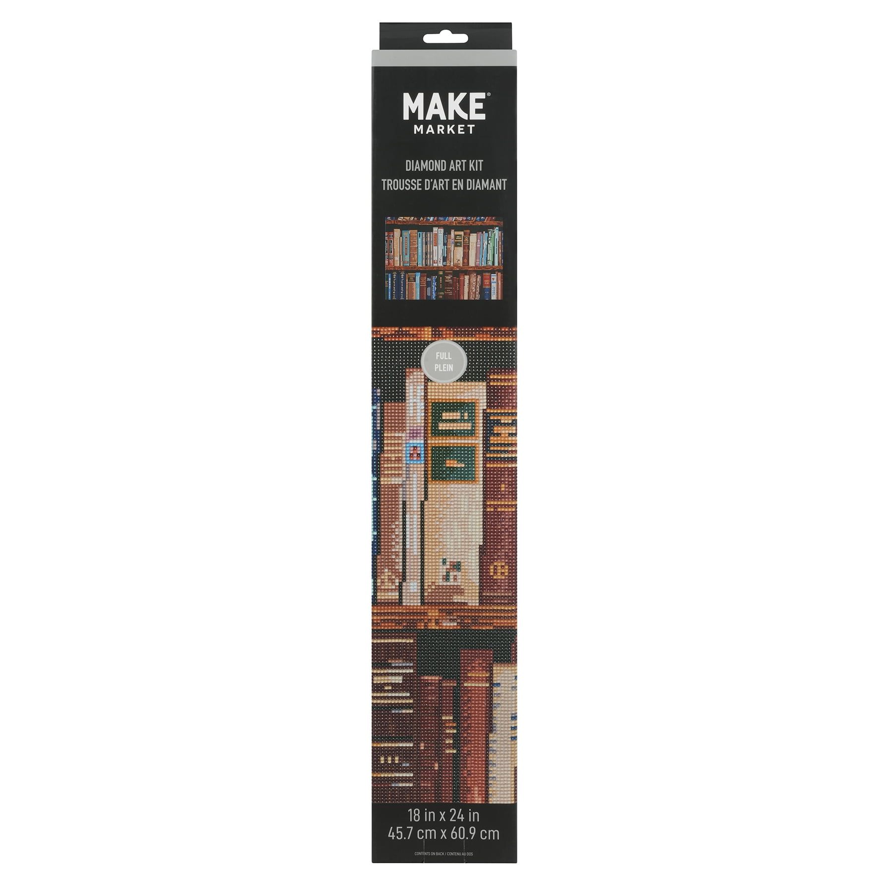 Make Market Diamond Art Kit - Full Coverage Books Bookshelf Theme - Multicolor - 18" x 24" - 1 Pack
