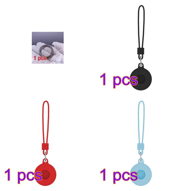 Wweixi Tracker Housse de Protection Anti-Perdu Porte-Clés Portable Remplacement pour iOS AirTag,1 * Bleu Lumineux + 1 * Rouge + 1 * Noir + 3 * Anneau de Fer