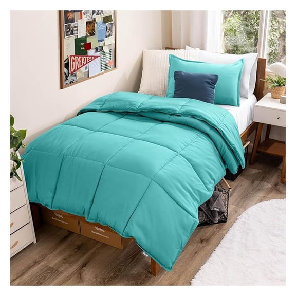 Comforter Set - Twin/Twin Extra Long Size - Ultra-Soft - Goose Down - Premium 1800 Series - All Season Warmth (Twin/Twin XL, Turquoise)