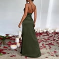 thumbnail image 5 of Laqbezok Women's Sexy One Shoulder Satin Maxi Dress, Sleeveless Backless Ruched Bodycon Gown, Elegant High Split Party Outfit for Cocktail Wedding Guest, 5 of 5