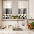 thumbnail image 3 of 3 Piece Kitchen Curtains and Valances Set Black White Plaid Rooster Cafe Curtains 36 Inch Length Vintage Farmhouse Checkered Rustic Valance & Tier Curtain for Living Room Bedroom 54"x18"+27"x36"*2, 3 of 6