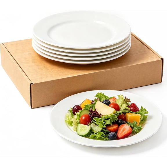 Appetizer Plates Set of 6, Small Ceramic White Dessert Plate, 5 Inch Small Plates Ceramic for Cake, Bread, Snack Sauce, Salad, Microwave and Dishwasher Safe (5 inch, 6 pack)