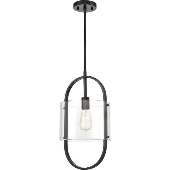 371-1P-BK-CL Innovations Lighting Pelham - 1 Light Mini Pendant In Art Nouveau Style-19.5 Inches Tall and 9.5 Inches Wide-Matte Black