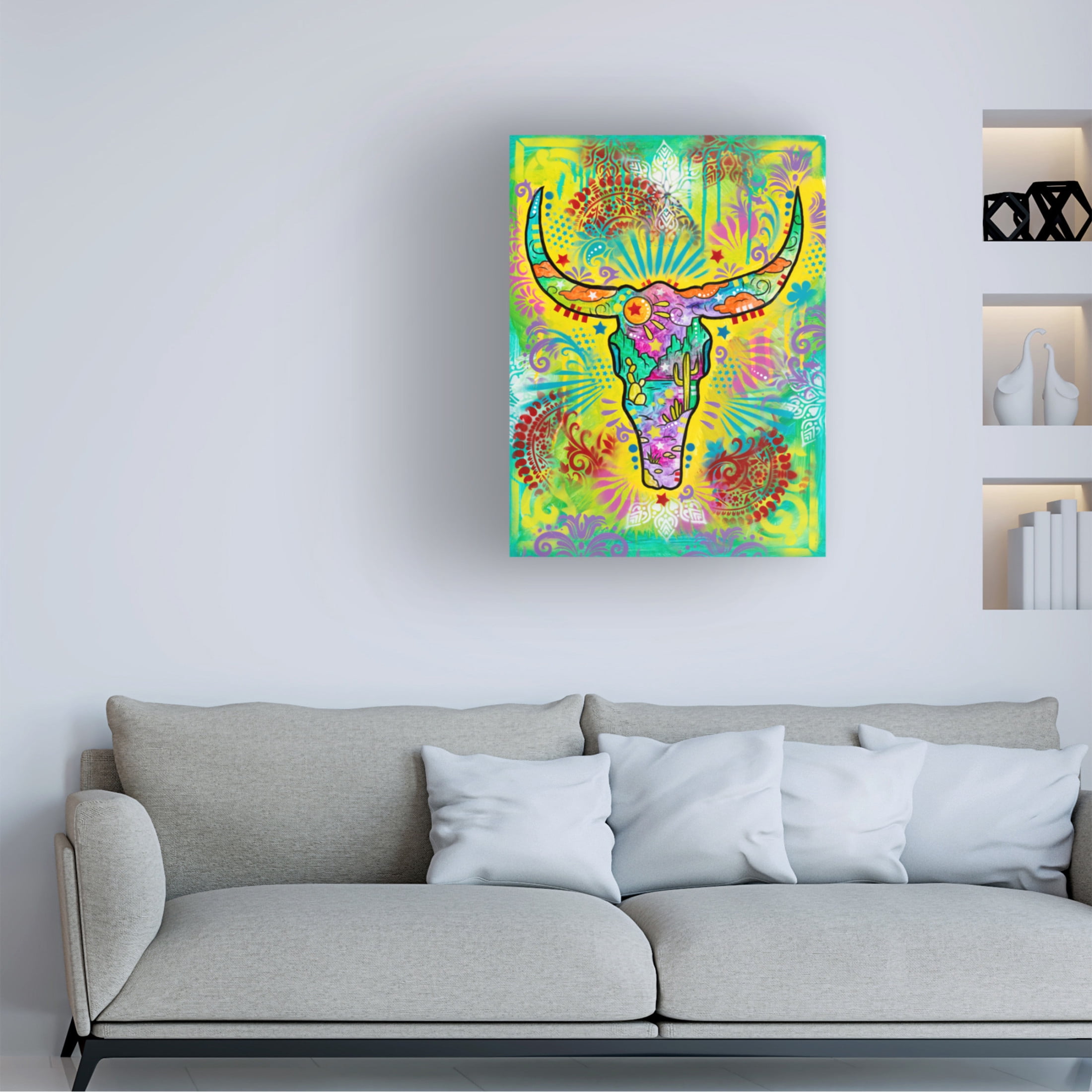 Canvas Wall Art - Dean Russo- Exclusive 'Longhorn Skull' Wall Art for Living Room, Bedroom, or Office Décor by Trademark Fine Art - 35 x 47 Inches