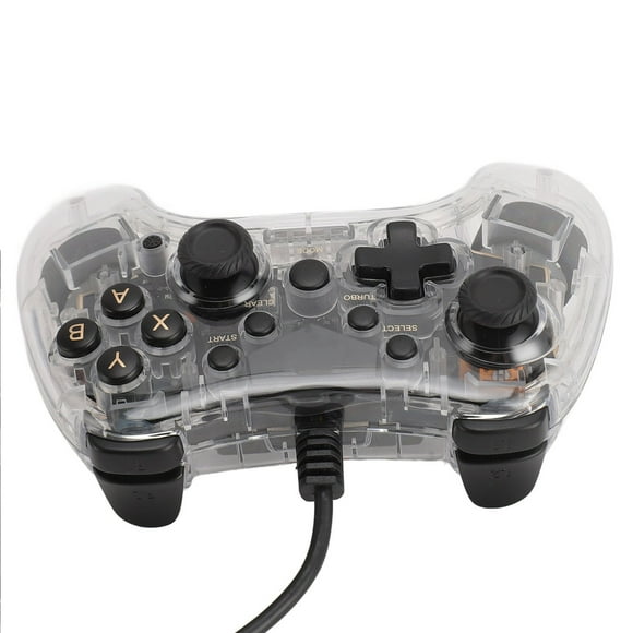 Game Controller, 6 Axes Gyroscope Wired Controller Dual Vibration Prevent Slip High Accuracy Joystick with RGB Light for PC