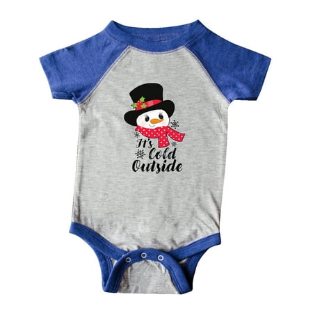 

Inktastic It s Cold Outside with Cute Snowman and Snowflakes Gift Baby Boy or Baby Girl Bodysuit