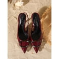thumbnail image 6 of Red wine Patent Leather Slingback High Heels for Women, Pointed Toe Metal Buckle Stiletto Pumps, Elegant Formal Dress Shoes for Party Wedding Work, 6 of 6