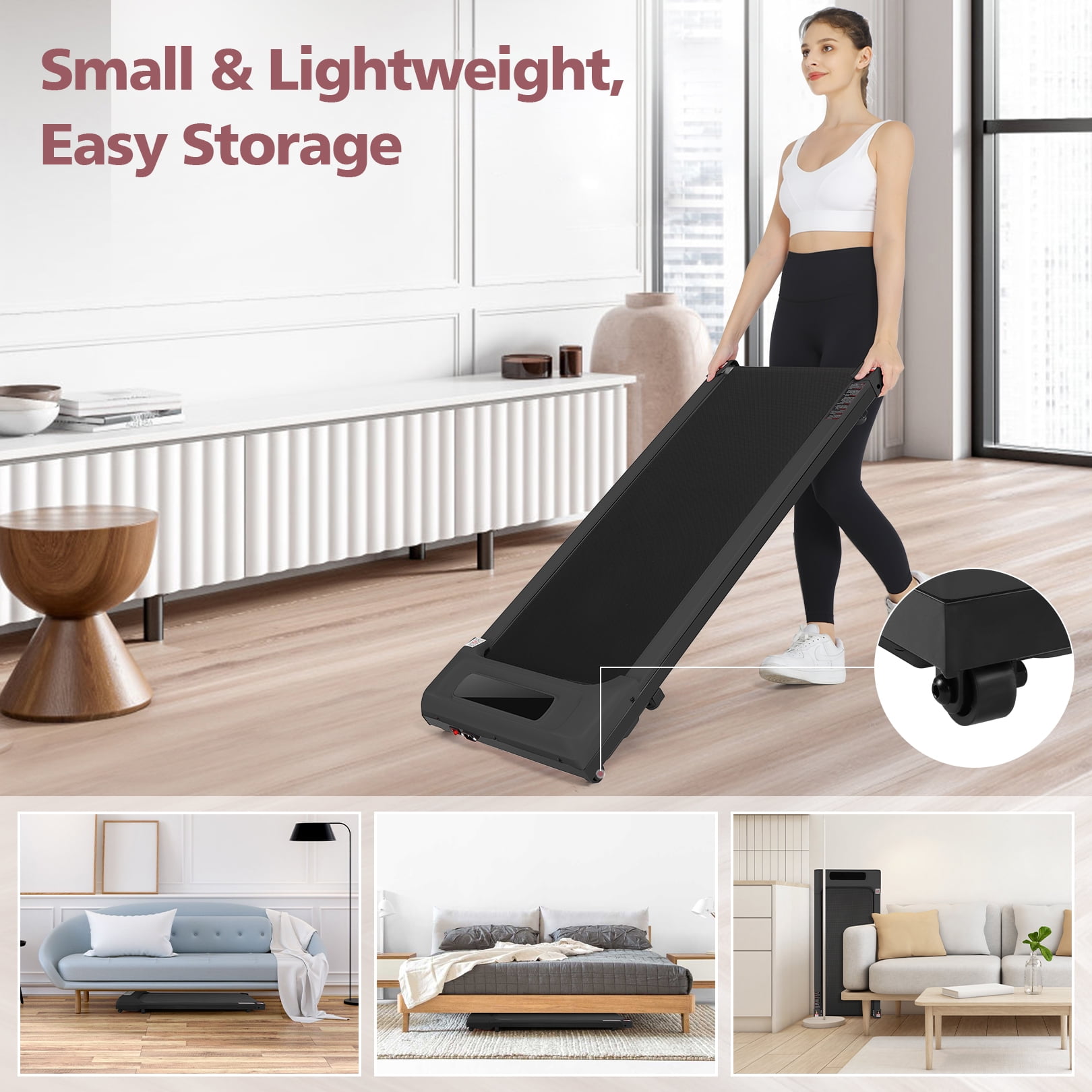 Walking Pad Treadmill&Under Desk Treadmill for Home&Office, Speed Range 0.5~3.8mph, 300 lbs Weight Capacity