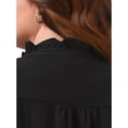 thumbnail image 5 of DARING DIVA Women's Plus Work Office Button Down Shirt Ruffle Stand Collar 1X Black, 5 of 7