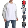 thumbnail image 6 of Biekopu Men Raglan Long Sleeve T-shirt, Patchwork Round Collar Loose Style Pullover, S/ M/ L/ XL/ XXL, 6 of 6