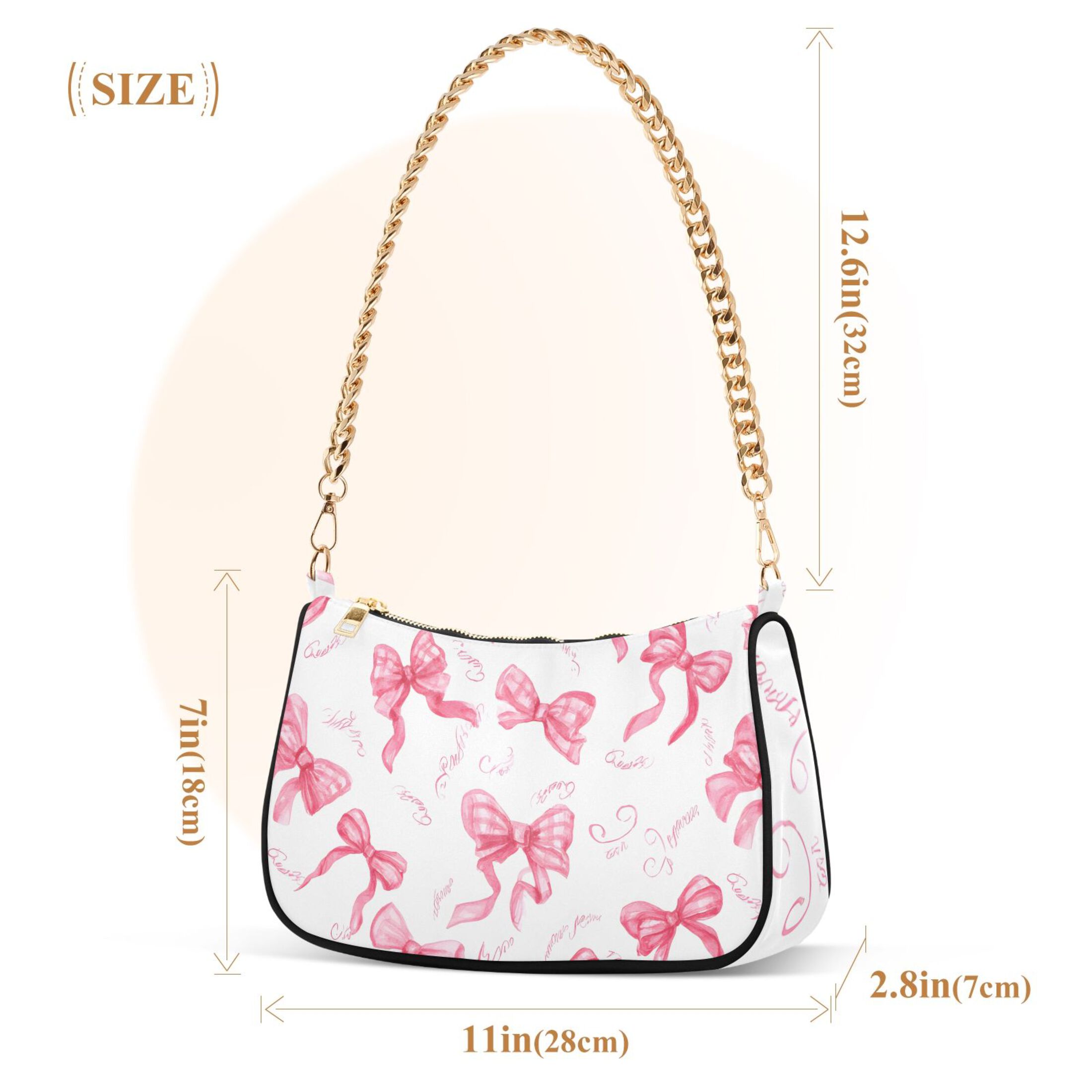 ALAZA Pink Bows Women's Chain Shoulder Bag Hobo Handbag Tote Crossbody Purse