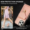 thumbnail image 4 of Wallet Case Apply to iPhone 12 mini,Luxury PU Leather Card Package with Metal Buckle Long Shoulder Strap Stand Function Hard PC Bumper Shockproof Protector (iPhone 12 mini, Rose Gold), 4 of 16