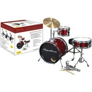 Spectrum 3 Piece Junior Drum Set with 12" Crash Cymbal and Drum Throne, Rockstar Red