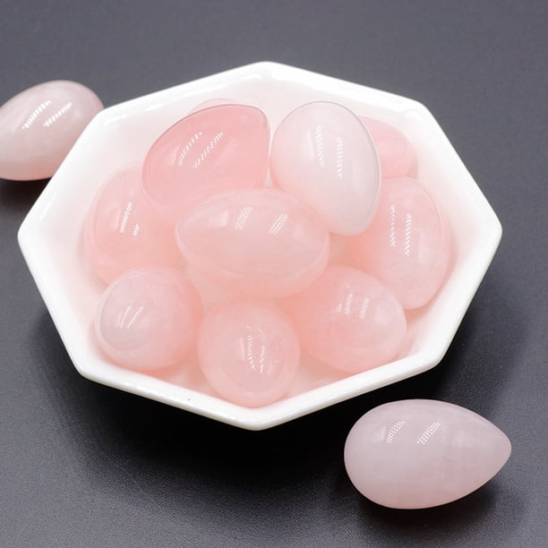 Xiao Hua 10 huevos de Pascua de piedra natural rosa de 30 mm, decoración de piedra natural no porosa, accesorios decorativos hechos a mano.