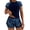Navy Blue, variant on FEOYA Women's Short Sleeved Rash Guard 2 Piece Ladies Swim Shirt Built-in Bra with Boyshort Two Piece Swimsuits Boyshorts Bottoms Tankini Bathing Suit Set Printed Sports Swimwear S