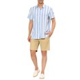 thumbnail image 2 of INSPIRE CHIC Mens Stripe Shirt Short Sleeved Color Block Button Down Beach Shirt M Light Blue, 2 of 7