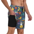 thumbnail image 3 of Goofa Cartoon Space Printed Men's Swim Trunks Board Shorts Quick Dry Mens Swimming Trunks with Compression Liner,Breathable Fit Hawaii Beach Shorts-3X-Large, 3 of 8