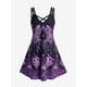 thumbnail image 1 of Vestido Talla Extra Plisado de Estampado de Cráneo de Curva Rosegal  Vestidos casuales de talla grande, 1 of 5