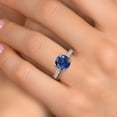 thumbnail image 4 of Gem Stone King 14K Two Tone Gold Blue Created Sapphire and Lab Grown Diamond Engagement Ring for Women | 4.31 Cttw | Round 10MM | Gemstone September Birthstone | Size 6, 4 of 6