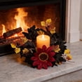 thumbnail image 4 of Halloween Candle Rings Wreaths,Fall Artificial Maple Leaf Wreath Pillar Candle Holder Wreaths Garland,Mini Maple Leaves Wreath,Thanksgiving Decorative Tealight Holder,Autumn Fall Decor,Z_B, 4 of 4