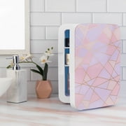 Cooluli Infinity Fractal Pink 10 Liter Compact Portable Cooler Warmer Mini Fridge for Bedroom, Office, Dorm, Car - Great for Skincare & Cosmetics (110-240V/12V)