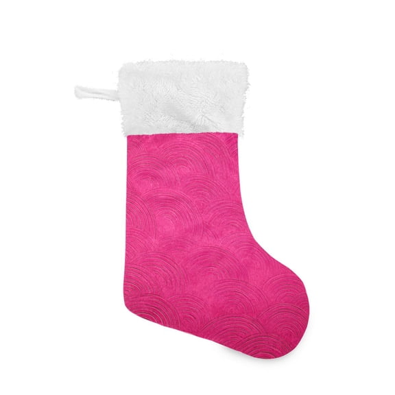 Hot Pink Background with Waves Christmas Stockings Large Capacity 18 inch Gift Bag with Hook Xmas Holiday Decor 1 Pack