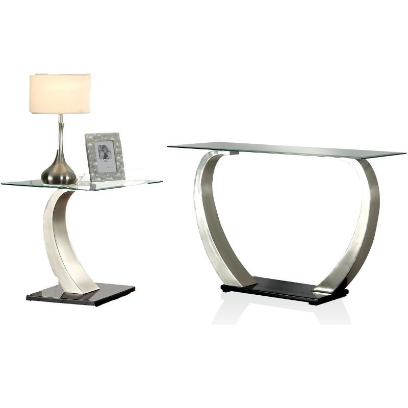 Navarre Modern 2Piece Silver Metal Console Table and End Table Set