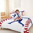 thumbnail image 4 of Erosebridal Navy Blue Dripping Baseball Stitch & Batter Silhouette Graphic Queen Comforter Set 3pcs, Sport Graphic Bedding Comforter Set for Boys And Girls Kids,Breathable Home Decor, 4 of 6